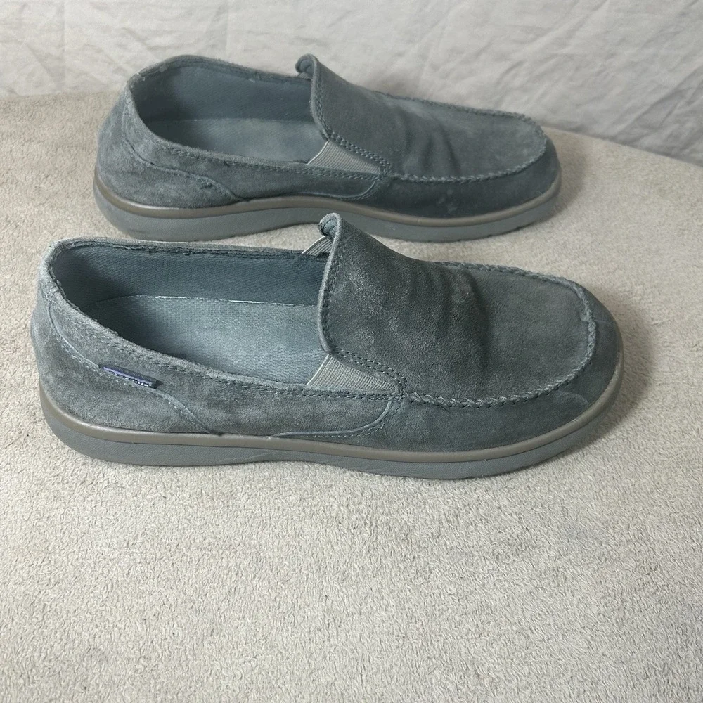 Patagonia Slip On Loafers Mens 12 Gray Suede Leather Moc Casual Shoes